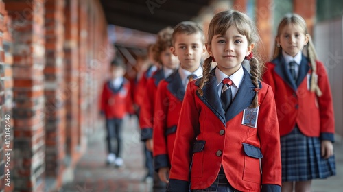 traditional, geographically specific school uniforms, Young male and female pupils, 16:9 photo