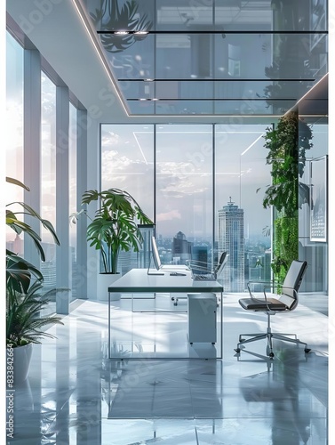 A photograph of an architectdesigned modern office photo