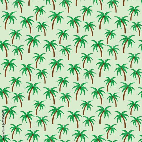 Tropical coconut trees seamless beach vector pattern