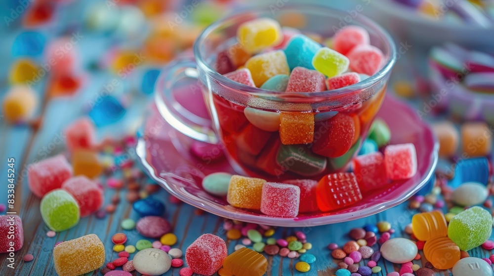 Colorful candy captured in a photo during tea time Colorful candy captured in a photo during tea time