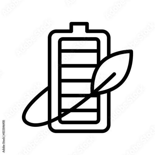 Eco battery line icon. Go green icon. Environment icon isolated on white background. Transparent background, minimalist symbol. Vector images