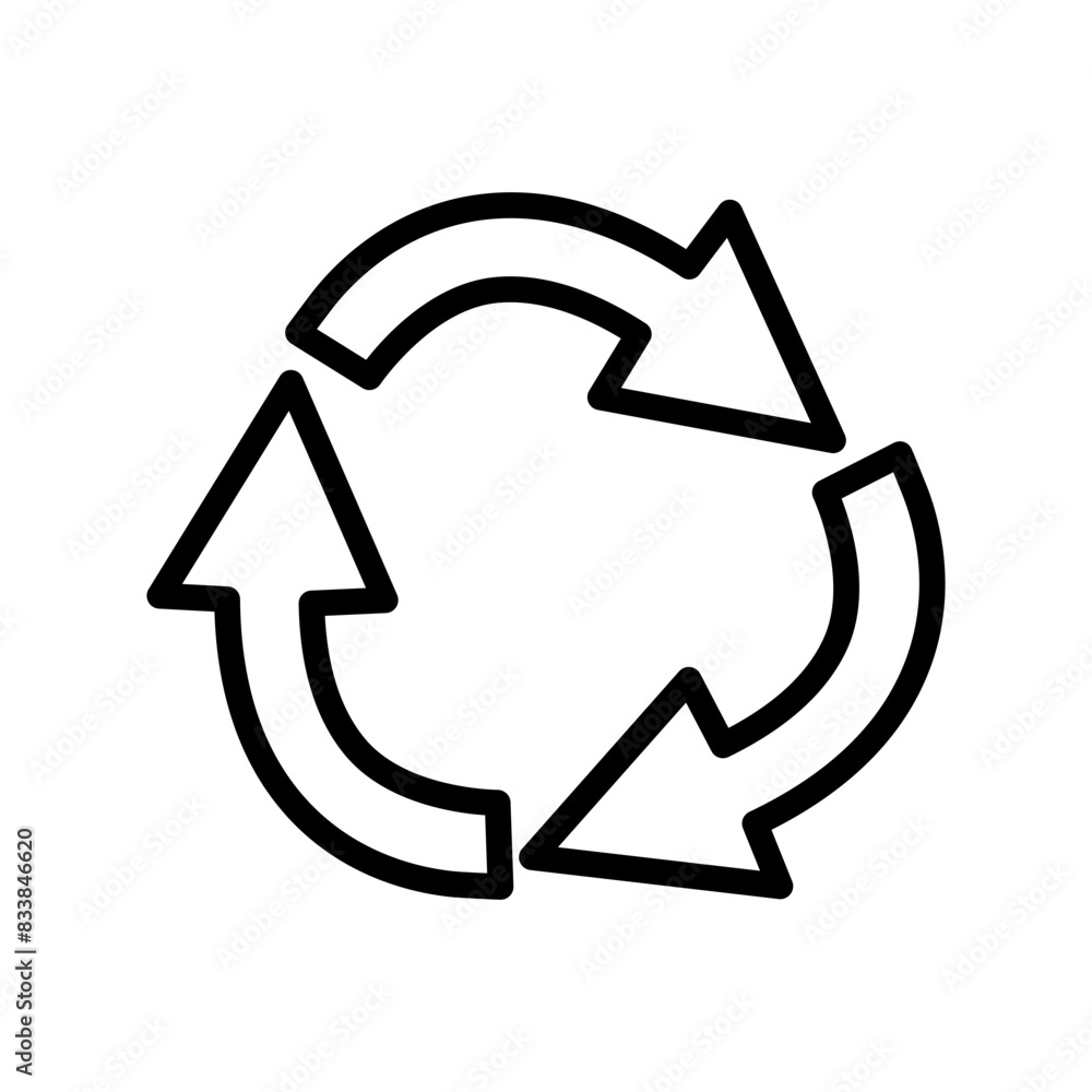 Recycle sign line icon. Go green icon. Environment icon isolated on white background. Transparent background, minimalist symbol. Vector images