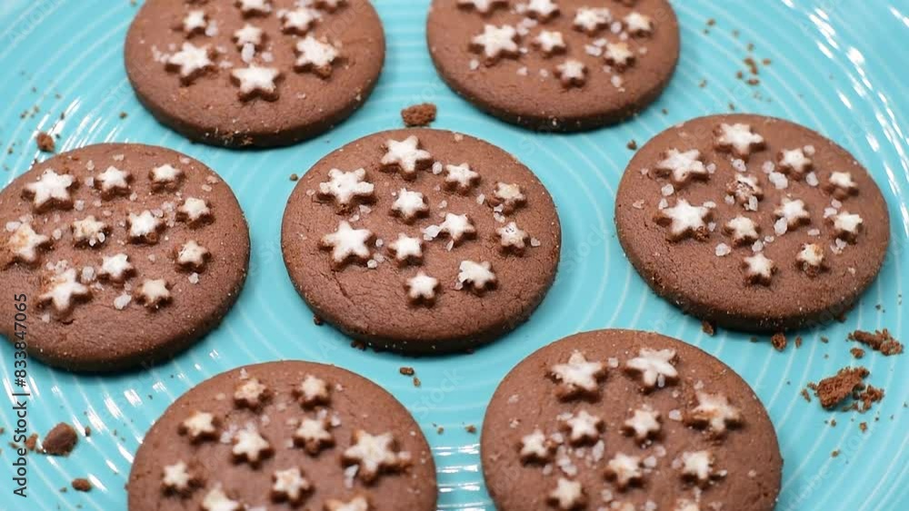 cocoa and hazelnut biscuits,biscotti al cacao e nocciole,close-up,rotating video cocoa and hazelnut biscuits,biscotti al cacao e nocciole,close-up,rotating video