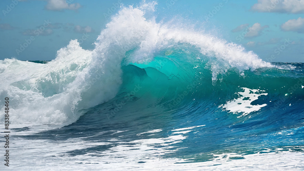 Breaking ocean wave falling down with copyspace, 16:9, 300dpi Breaking ocean wave falling down with copyspace, 16:9, 300dpi
