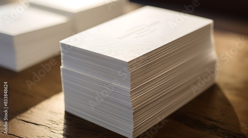 A stack of professional business cards with embossed lettering. --ar 169 --v 5.2 - Image #2 @Mujahid Khan