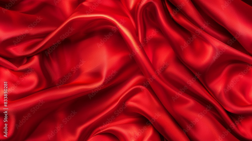 Red silk, wave fabric texture. Curve satin sheet background. Fashion elegant abstract cloth. Luxury silky textile wallpaper. Liquid smooth drapery for valentine or love concept Red silk, wave fabric texture. Curve satin sheet background. Fashion elegant abstract cloth. Luxury silky textile wallpaper. Liquid smooth drapery for valentine or love concept