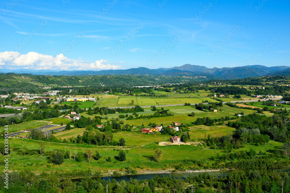 panorama of the monferrato hills seen from rocca grimalda piedmont italy