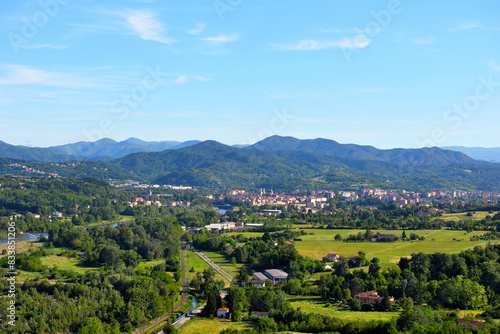 panorama of the monferrato hills seen from rocca grimalda piedmont italy © maudanros