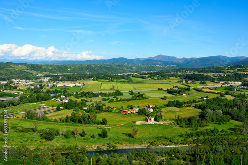 panorama of the monferrato hills seen from rocca grimalda piedmont italy photo