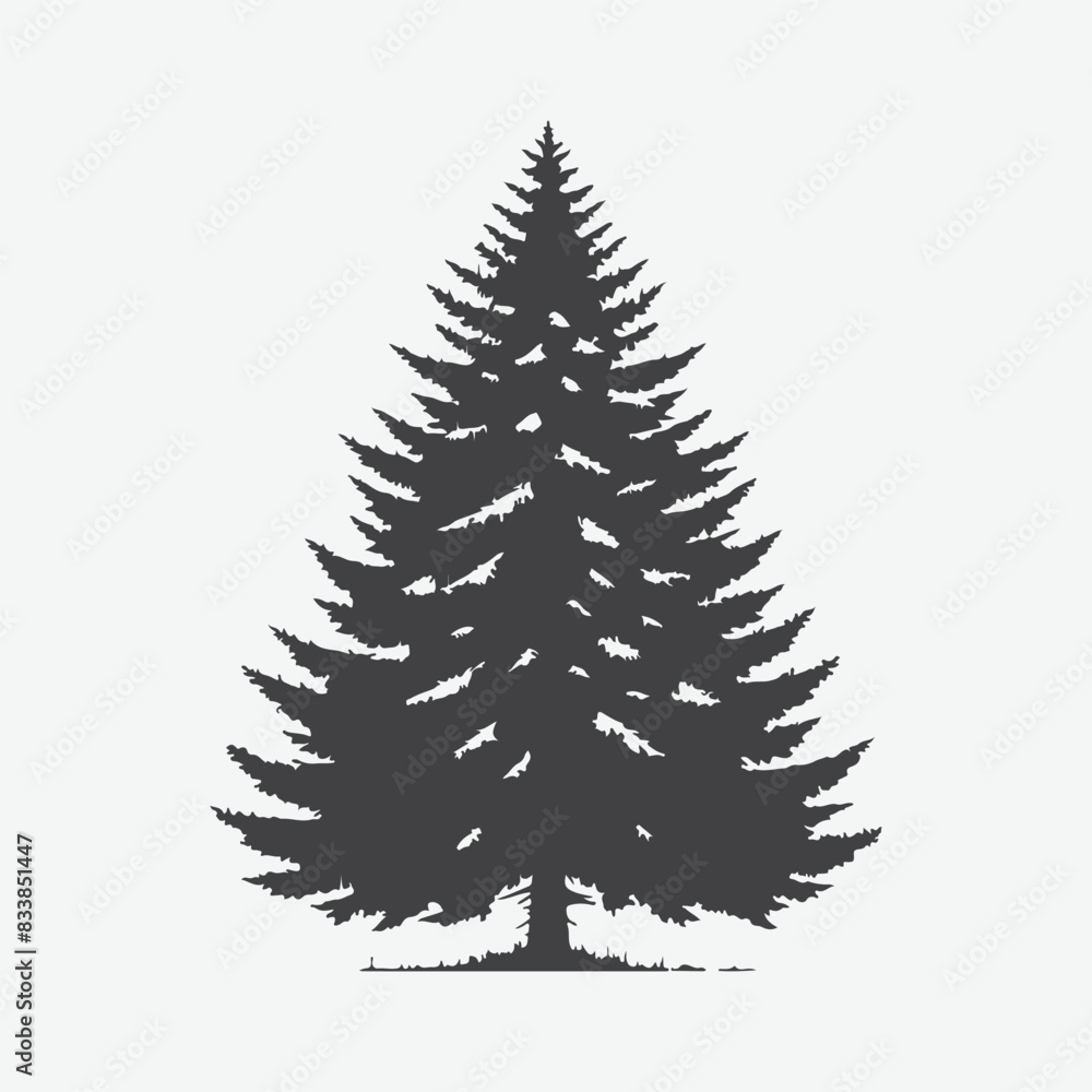 Obraz premium Print Majestic Silhouette of a Spruce Tree Against the Sky