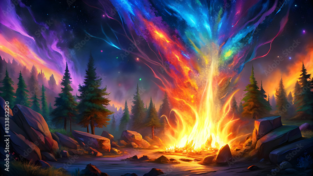 Fototapeta premium A mesmerizing fire flame amazing scene in vivid colors.