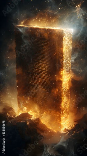 Frozen Knowledge Ancient Scroll Encased in a Digital Cube Preserving Lost Civilizations Secrets