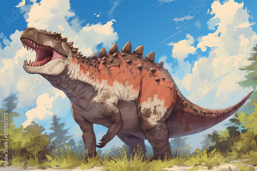 a cute scary dinosaur vector