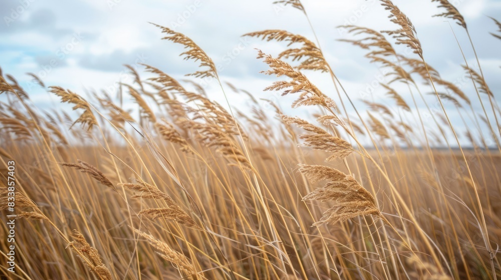 Fototapeta premium Dry tall grass swaying in the breeze