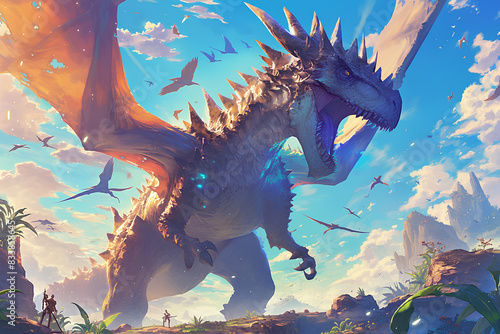 Fototapeta Naklejka Na Ścianę i Meble -  a cute scary dinosaur vector