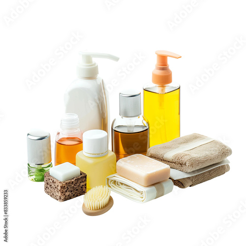 Travel-sized Toiletries isolated on white background