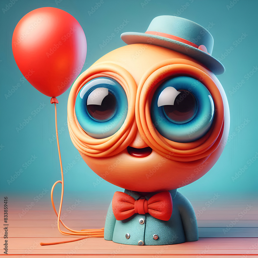Fototapeta premium Surreal Delight: 3D Character with Vibrant Colors and Quirky, Playful Features