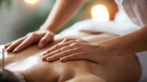 Wallpaper Mural Massage therapist's hands on back of client kneading muscles with warm soft lighting. Torontodigital.ca
