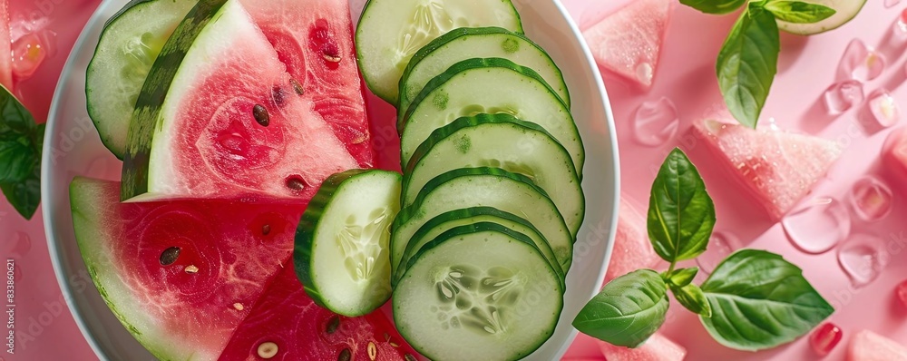 Create an image of eating hydrating foods like watermelon and cucumber Create an image of eating hydrating foods like watermelon and cucumber
