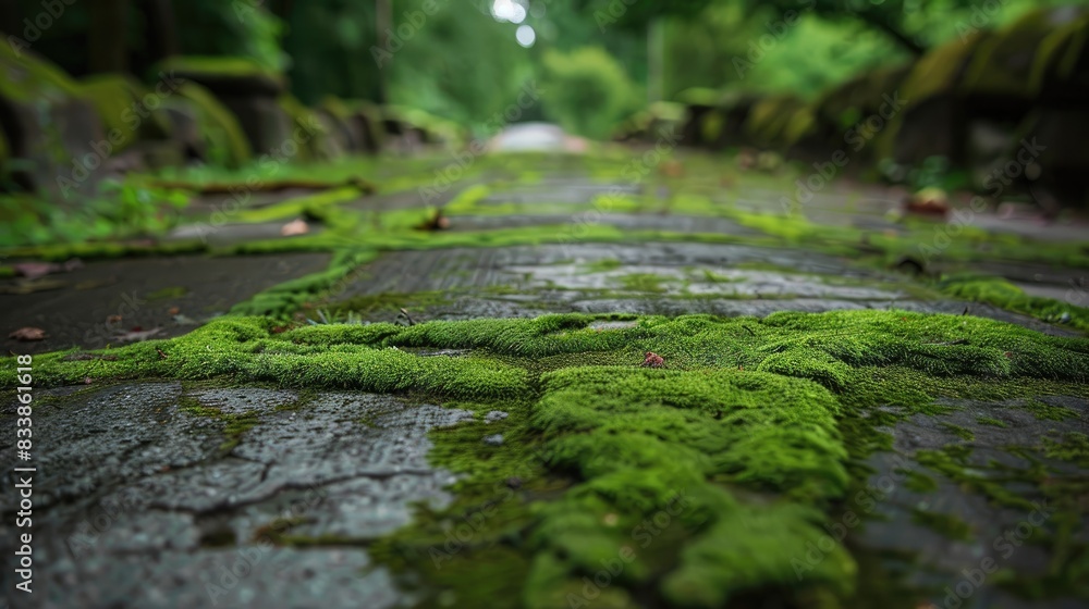 Fototapeta premium Concrete roads covered with moss