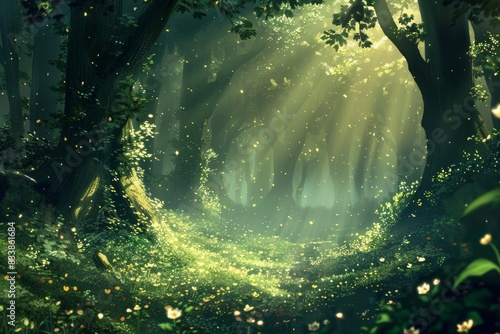 mossy forest with vines and ancient trees