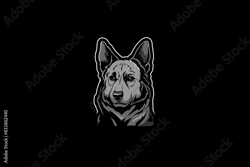 cool art illustration design animal pets, German Shepard dog vector image template