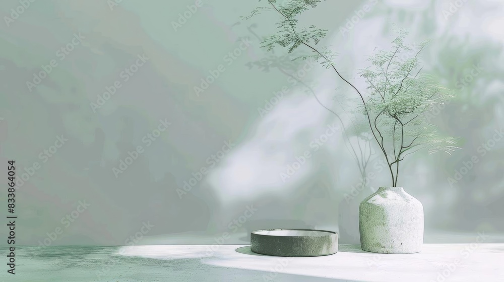 Clear soft mint green background with a 3D rendered abstract mirror showing fragmented reflections, creating a calm and cohesive aesthetic Clear soft mint green background with a 3D rendered abstract mirror showing fragmented reflections, creating a calm and cohesive aesthetic