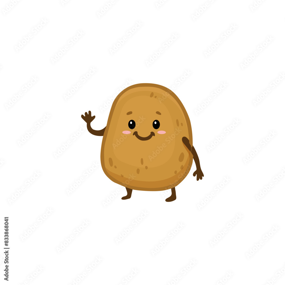 Funny cartoon potato. Cute character vegetable isolated on white background. Doodle style. Flat character. Vector Funny cartoon potato. Cute character vegetable isolated on white background. Doodle style. Flat character. Vector
