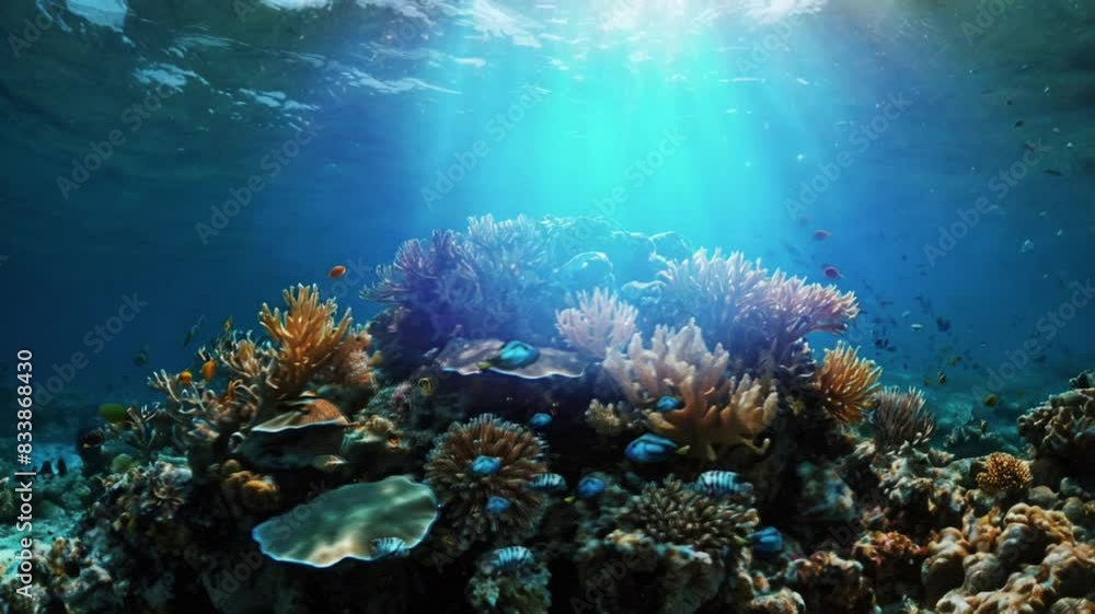 Beautiful underwater views combined with land, seamless looping 4k animation video background Beautiful underwater views combined with land, seamless looping 4k animation video background