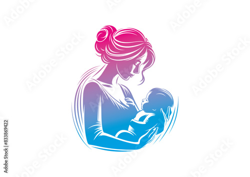 Mom and baby vector, mother’s day vector, mom and child vector