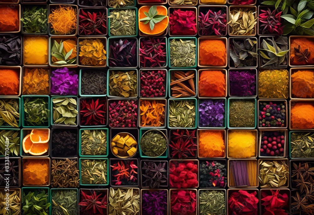 vibrant exotic tea herb collection display colorful leaves flowers natural light, herbal, herbs, botanical, organic, green, healthy, refreshing, wellness vibrant exotic tea herb collection display colorful leaves flowers natural light, herbal, herbs, botanical, organic, green, healthy, refreshing, wellness
