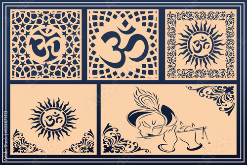 Om Jali design used for temples, Mandir. Om acrylic jali, corian jali and mdf jali.
