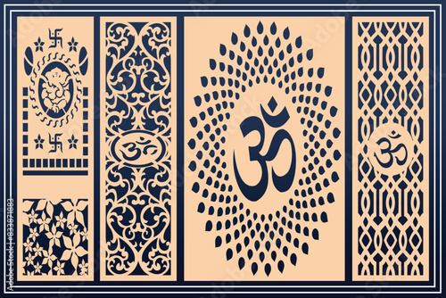 Om Jali design used for temples, Mandir. Om acrylic jali, corian jali and mdf jali.
