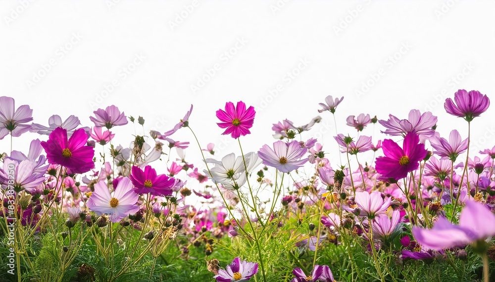 flower field border isolated on white background flower field border isolated on white background