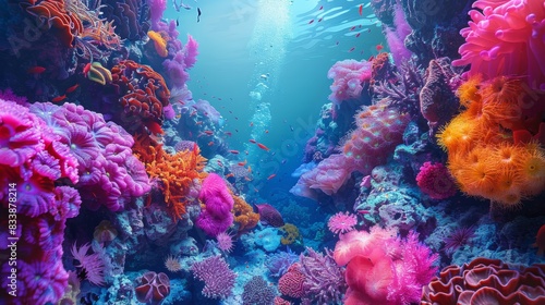 Surreal Underwater Scenes, Abstract underwater scenes with surreal elements and bright colors