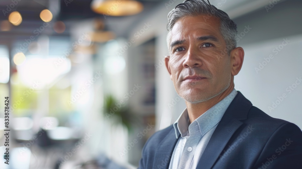 A man with graying hair wearing a dark suit and a light blue shirt standing in a modern well-lit interior looking slightly to his left with a thoughtful expression. A man with graying hair wearing a dark suit and a light blue shirt standing in a modern well-lit interior looking slightly to his left with a thoughtful expression.