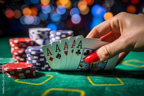 Playing cards, A hand of cards being dealt, with potential for a winning or losing hand