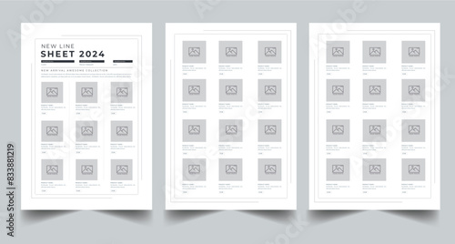 Product Catalog Design, Product Line Sheet Template, Wholesale Template Layout with 3 page