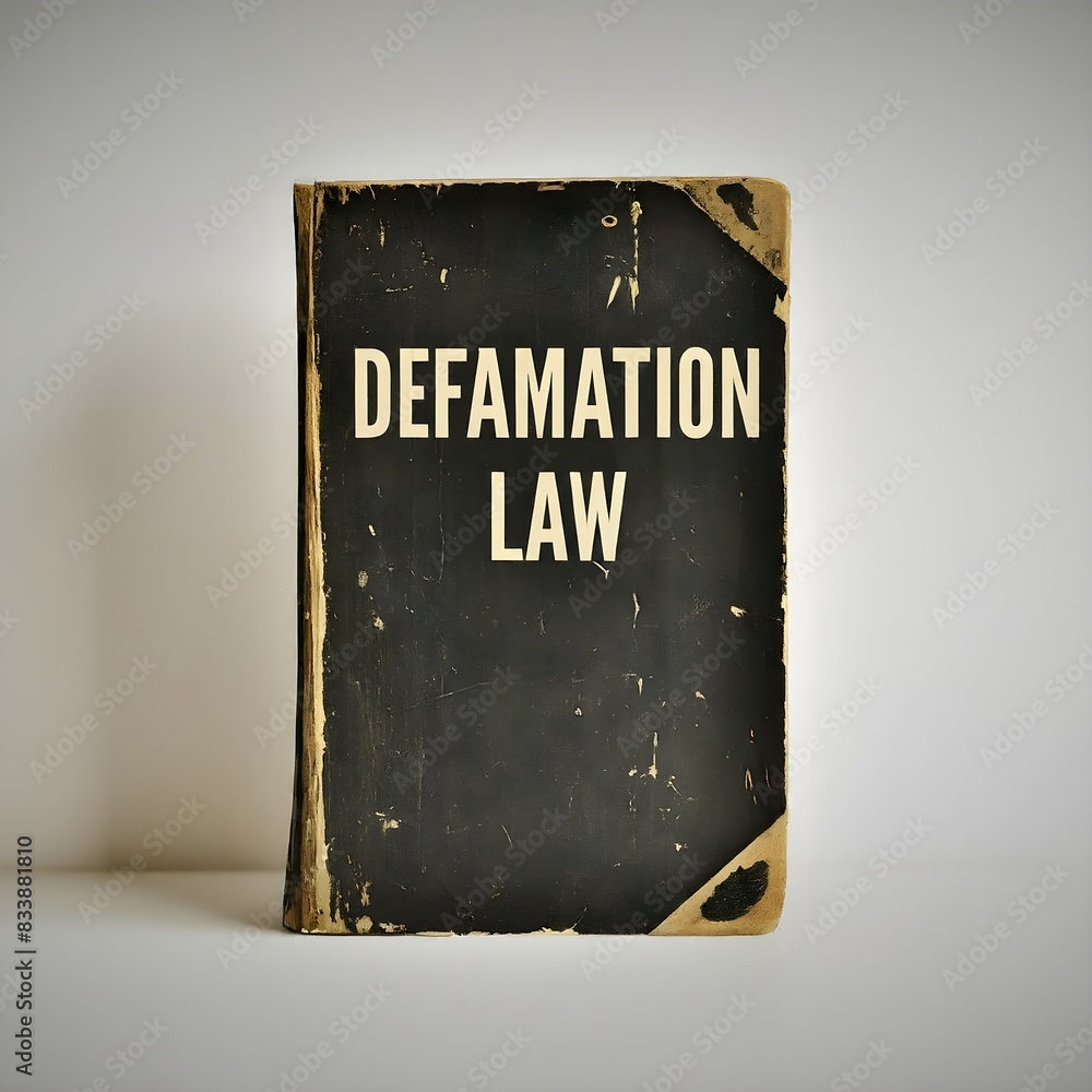 Defamation law Old book design on standing on a white background Defamation law Old book design on standing on a white background