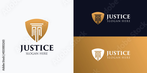 Gold color justice logo design template