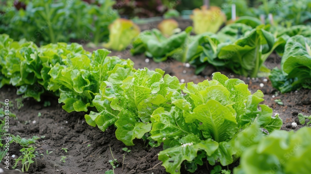 Cultivating lettuce in a backyard plot Cultivating lettuce in a backyard plot