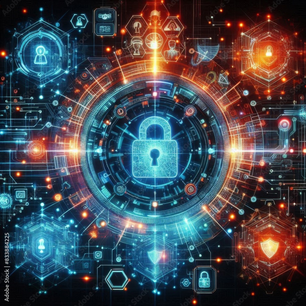 Fototapeta premium Technology, Futuristic, Digital, Firewall, Encryption, Information, Technology, Artificial, Intelligence