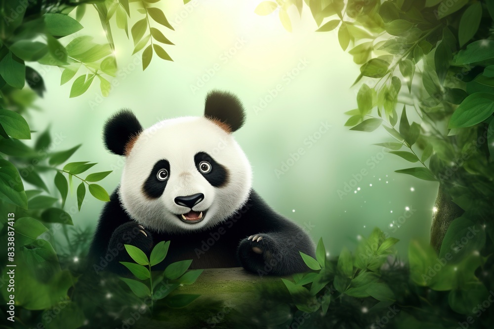 giant panda eating bamboo, generative ai giant panda eating bamboo, generative ai