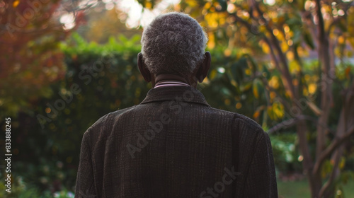An elderly African American man is facing away from the camera.