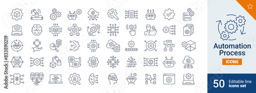 Automation icons Pixel perfect. Setup, system, industry, ... 