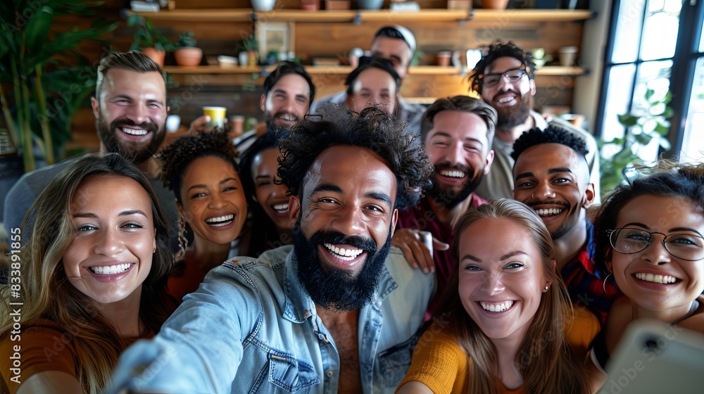 Multicultural Happy People Taking Group Selfie Portrait in Office, Diverse Team Celebrating Together, Showcasing Happy Lifestyle and Teamwork Concepts Multicultural Happy People Taking Group Selfie Portrait in Office, Diverse Team Celebrating Together, Showcasing Happy Lifestyle and Teamwork Concepts