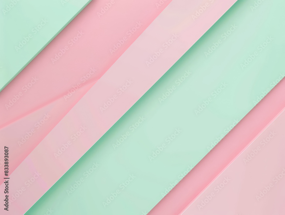Pink and mint green abstract design featuring diagonal lines and smooth textures.