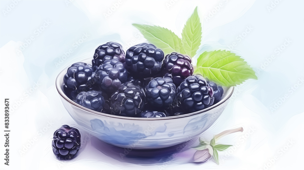 Double Exposure, White Background Bowl of Mulberry Fruit illustration ~ Created using Generative AI Double Exposure, White Background Bowl of Mulberry Fruit illustration ~ Created using Generative AI
