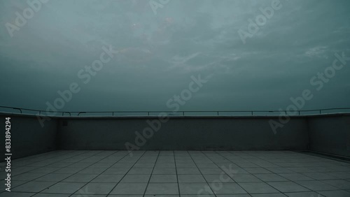 Time lapse of empty platform under the overcast sky