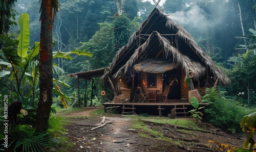 Fototapeta Naklejka Na Ścianę i Meble -  A shamanic house in deep jungle